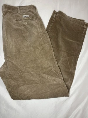 Vintage Polo Cords Ralph Lauren Corduroy Khaki Trouser Pant 34x34 Beige Wide Leg - Image 1 of 4