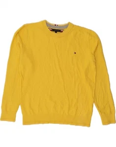 TOMMY HILFIGER Mens Crew Neck Jumper Sweater XL Yellow Cotton DF26 - Picture 1 of 3