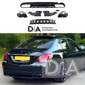 FÜR MERCEDES C KLASSE C205 LIMOUSINE AMG C63 FACELIFT LOOK GLANZ SCHWARZ HECKDIFFUSOR - Bild 1 von 13