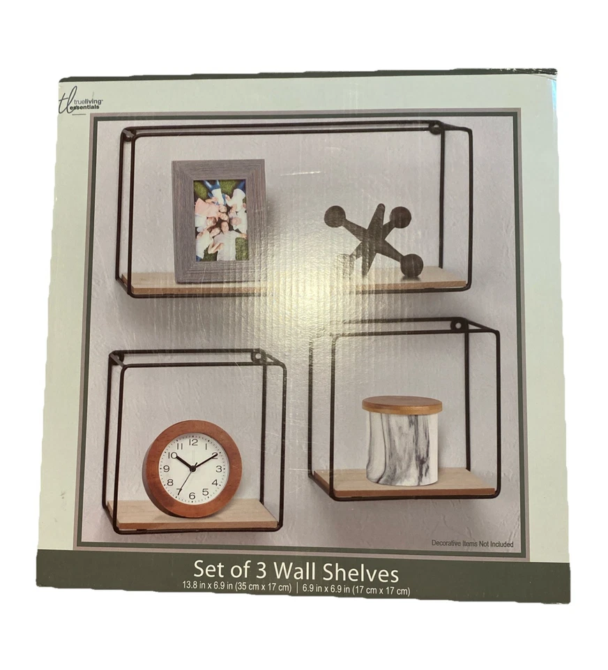 True living Essential Set Of 3 Wall Shelves 13.8in x 6.9 In New - Image 1 of 1