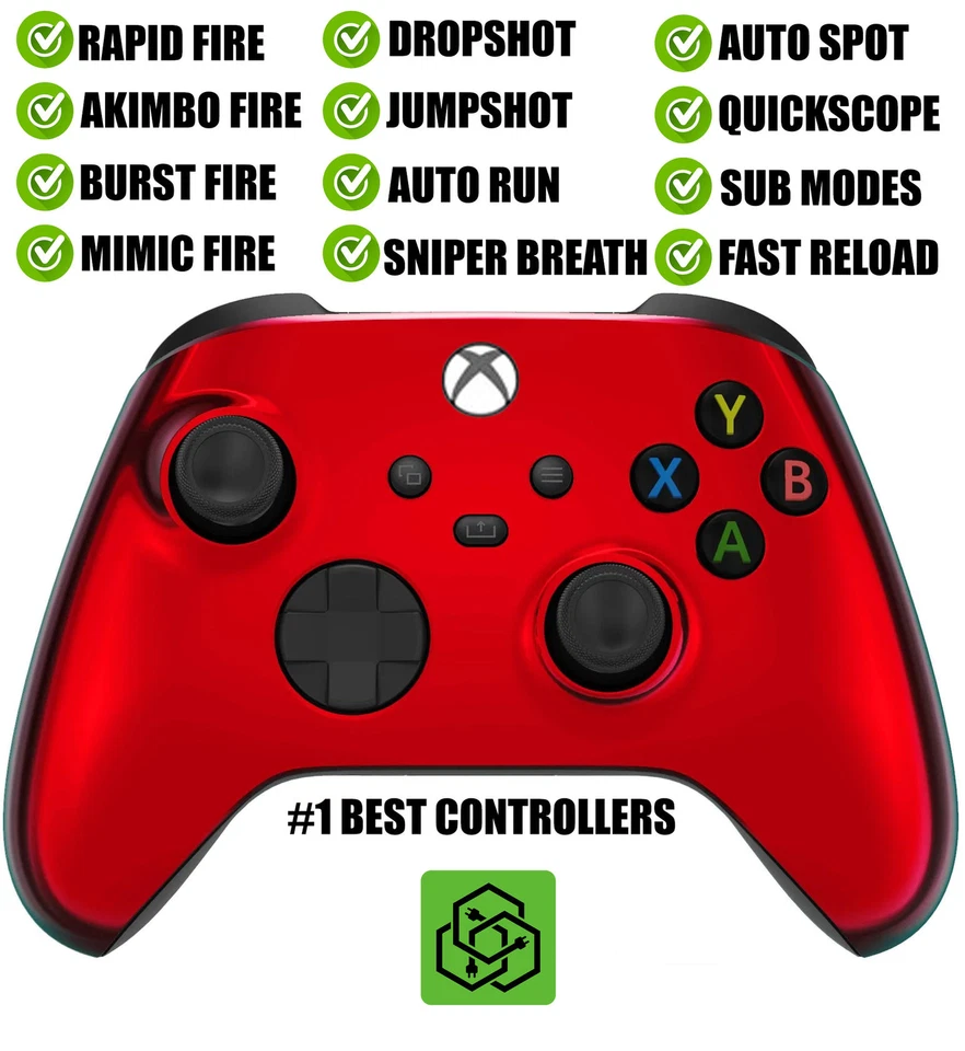 Red Chrome Silent Modz Rapid Fire Modded Controller for Xbox Series X S - Image 1 of 1