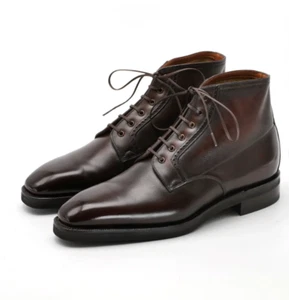 Handmade Men Brown Leather Lace Up Ankle Chukka Business Boot, Dress Boot - Picture 1 of 3