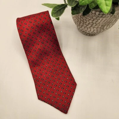 Винтажный галстук Stafford 57 X 3,5 шелк красный геометрический сделано в США - Изображение 1 из 4