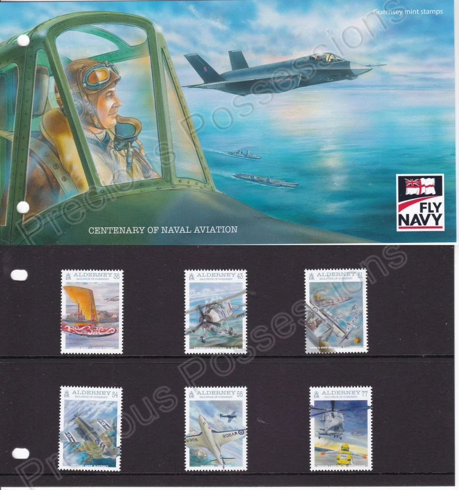 ALDERNEY MNH PRESENTATION PACK 2009 NAVAL AVIATION STAMP SET SG A369-A374 - Image 1 of 1