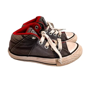 Converse High Top Sneaker All Star Jr Chuck Taylor Gray Red Canvas Lace Up 11.5 - Picture 1 of 8