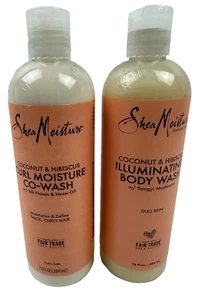 Shea Moisture Coconut & Hibiscus Illuminating Body Wash & Co Wash 13 fl oz SET - Picture 1 of 5