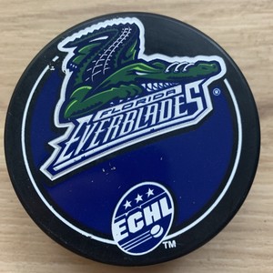 FLORIDA EVERBLADES ECHL HOCKEY PUCK WHITE ECHL LOGO REVERSE INGLASCO SLOVAKIA