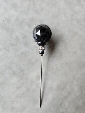 Vintage Black And Clear Rhinestone Hat Pin