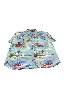 100% Silk Hawaiian SHIRT Surfing Montage Pour Homme  XL Colorful Short Sleeve - Image 1 of 4