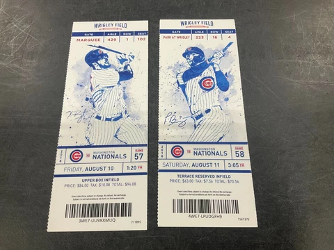 CHICAGO CUBS 2018 TICKET STUB 8/10/18-8/11/18 VS NATIONALS Cover