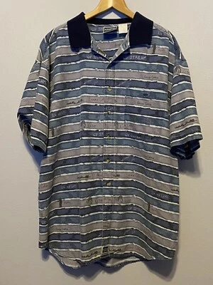 Vintage Northern Elements Men’s XL Short Sleeve Button Up, Fishing Theme - Image 1 of 4