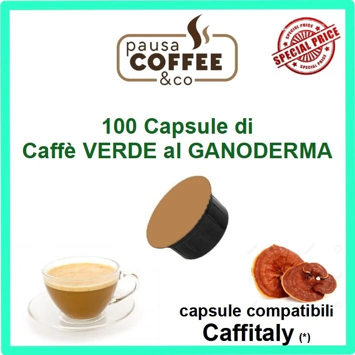 PAUSACOFFEE 100 capsule cialde CAFFE' VERDE al GANODERMA compatibile CAFFITALY