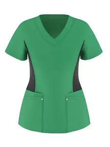 Womens Stretch Panel Scrub Top 14 Colors - Picture 1 of 40