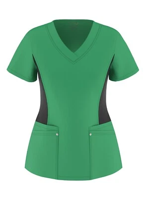 Womens Stretch Panel Scrub Top 14 Colors - Image 1 of 4