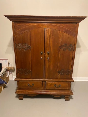 Vintage Solid Wood Storage Cabinet with Drawers and Shelves Cover