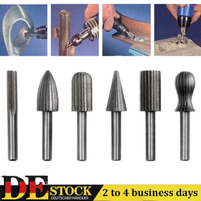 6tlg/Satz Frässtift Hartmetallfräser 6mm Wolframcarabid Fräser HM Schaftfräser - Bild 1 von 4
