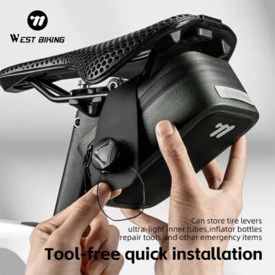 WEST BIKING Asiento de Bicicleta Sillín Cola Bolsa Impermeable Bolsa de Herramientas de Almacenamiento de Bicicleta Verde Foto 1 de 4