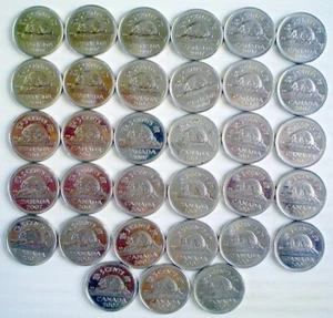 LOTE 33 CANADIENSES 5 CENTAVOS DE 2007 **** 33 MONEDAS DE 5 CENTAVOS CANADÁ 2007 - Imagen 1 de 5