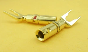 4PCS Tuning fork Terminal Spade Premium Speaker for BINDING POSTS Amplifiers - Picture 1 of 8
