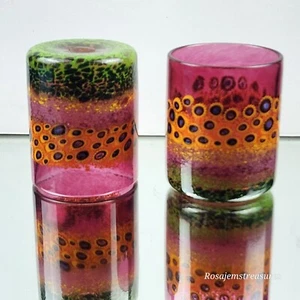 Hanson & kastles Contemporary Art Glass 2 Moss Sunflower Tumbler Set, Hand Blown - Picture 1 of 14