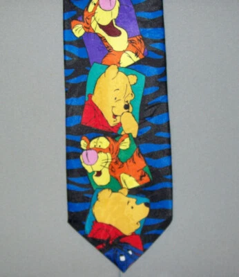 Галстук с персонажем из полиэстера Disney's POOH TIGGER EEYORE черный синий 57 дюймов #923 - Изображение 1 из 3