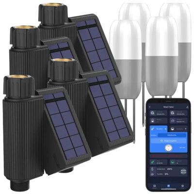 4er-Set WLAN-Bewässerungscomputer, Solarpanel, App, 4x Bodensensor - Bild 1 von 4