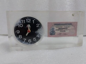 Vintage rare Table Clock Palestine  5 Pound Banknote photo acrylic watch 1980s - Picture 1 of 10