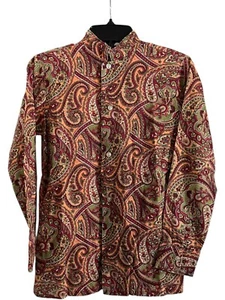 Camicia ragazzo vintage anni 70 groovy hippie paisley manica lunga bottoni cotone grafica tg 12 - Foto 1 di 8