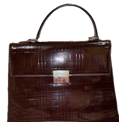 Bolso con asa superior de charol a cuadros Burberry Nova Foto 1 de 4