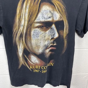 Vintage Kurt Cobain Memorial RARE T Shirt Nirvana Large Metal Heaven Faded Black - Picture 1 of 24