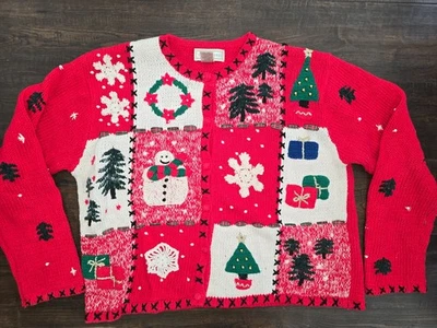 Cárdigan Muñeco de Nieve Vintage Studio Works Navidad Suéter Años 90 Para Mujer Talla Grande Foto 1 de 4