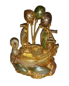 Kirks Folly Ship Of Dreams Trinket Box Swan Mermaid Dolphins Balloons - Picture 1 of 11
