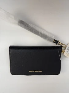 Michael Kors Jet Set Large Flat M-F Phone Case Black - Leather 32H4GTVE9L - Picture 1 of 7