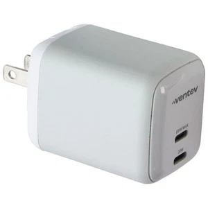 Ventev 65W Dual USB-C GaN Ultrafast Mini Wall Charger - White - Foto 1 di 7