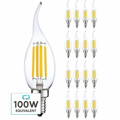 Luxrite Candelabra LED Light Bulbs 100W Equivalent 2700K CA11 E12 Base 16-Pack - Image 1 of 4