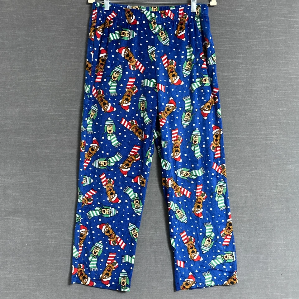 Pantalones de Pijama Scooby Doo M Azul Papá Noel Vacaciones Navidad Retro Difuso Suave Pijamas Foto 1 de 4