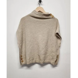Garnet Hill Kids Baby Alpaca/Wool Blend Turtle Neck Poncho, Size L(14g) In Beige - Picture 1 of 11