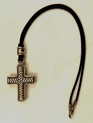 Kieselstein Cord Cross Pendant w/ Leather Necklace "RARE Find" Sterling Silver - Image 1 of 4
