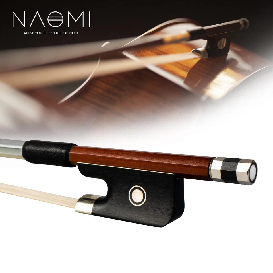 NAOMI 4/4 Cello Bow Brazilwood Ebony Frog Straight Advance Natural Horse Hair - Image 1 of 4