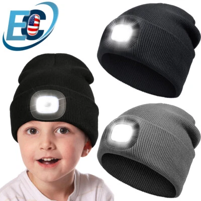 Светодиодная шапка-бини с подсветкой для детей мальчиков девочек детей USB перезаряжаемая крышка налобного фонаря - Изображение 1 из 4