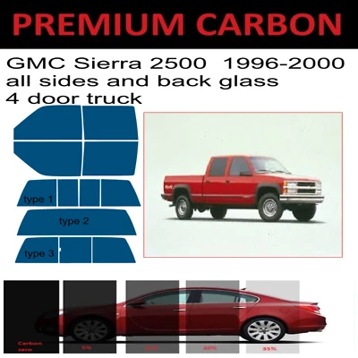 Tinte de ventana de carbono premium para camioneta GMC Sierra 2500 1996-2000 tinte precortado Foto 1 de 4
