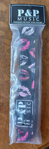 P&P MUSIC Guitar Strap 4cm Wide Pink Lips Design New In Unopened Packet