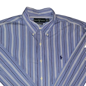 Ralph Lauren Shirt Men XL Classic Fit Blue White Striped Button-Down Long Sleeve - Picture 1 of 24