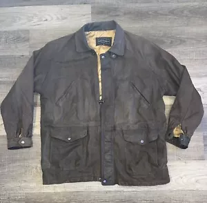 Men’s Vintage Peter England Jacket Size XL Full Zip Genuine Brown Leather (flaw) - Picture 1 of 9
