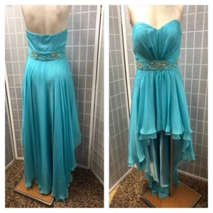 La Femme, Dress, Parties/cocktails, Light Blue, Decorated Rhinestones, Size 10.: - Picture 1 of 11