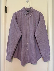 Ralph Lauren Polo Men's Classic Fit Purple Gingham L/S Button-Down Shirt L Pony - Picture 1 of 10