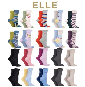 Ladies Bamboo Socks, Plain and Patterned, Soft and Breathable, 4 Pair Pack- Elle - Picture 1 of 43