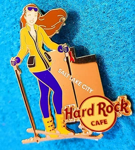 SALT LAKE CITY FASHION STATEMENT BRUNETTE SKI SEASON GIRL Hard Rock Cafe PIN LE - Picture 1 of 1