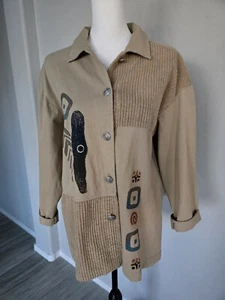 BC Sport By Blue Cactus Art To Wear 100% Cotton Long Sleeve Blouse Top SZ S - Picture 1 of 12