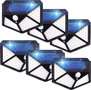 Solar Power 100 LEDS Light PIR Motion Sensor Outdoor Security Lamp Wall Garden - Picture 1 of 11